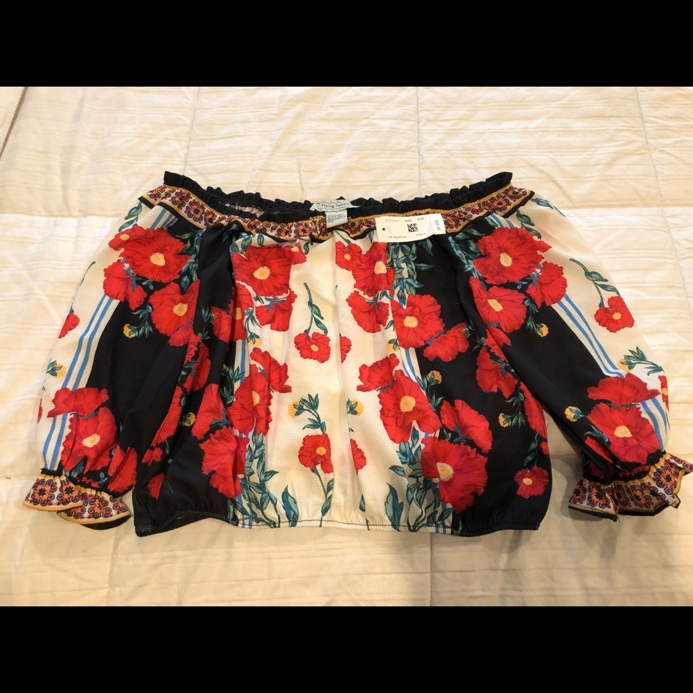 off the shoulder floral blouse NWT